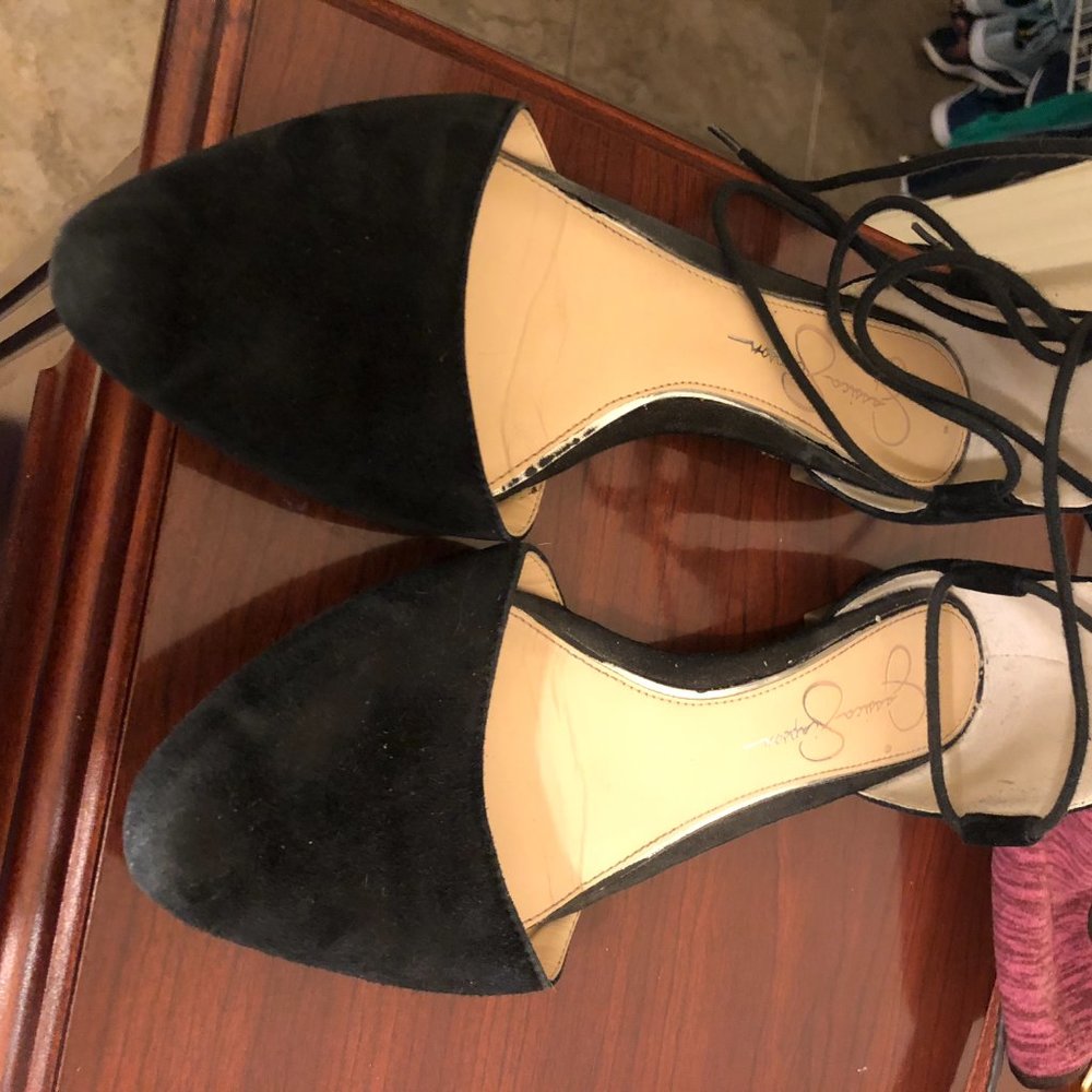 Jessica Simpson Black Suede Lace Up Flats
